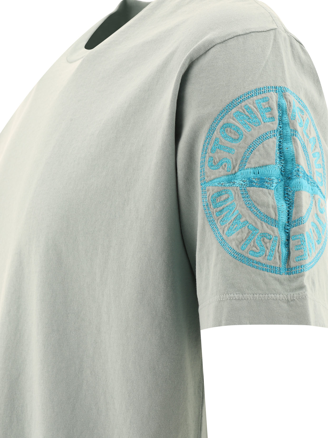 STONE ISLAND Light Blue Compass printed t-shirt